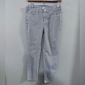 White House Black Market Black and White Striped Straight Leg Jeans. Size 2